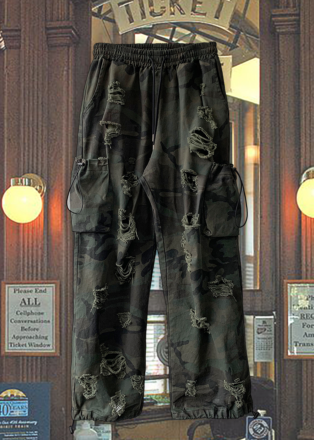 used damage camouflage pants(2 color)